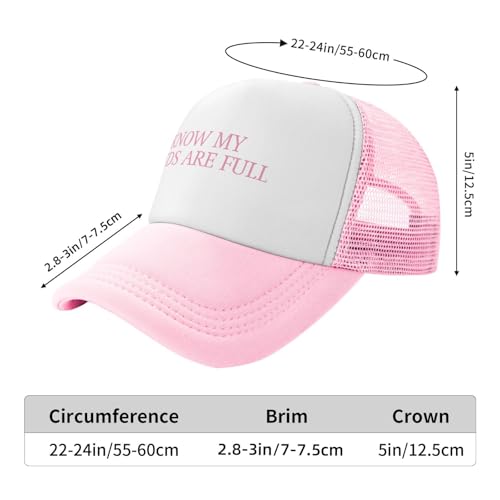 Funny Trucker Hats for Women Country Women's Trucker Hats Breathable Mesh Summer Caps Adjustable Pink Hats - color: I Know My Hands Are Full