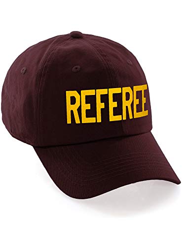 Classic Referee Hat Premium Cotton Low Profile Unstructured Adjustable Strapback - color: Burgundy Gold