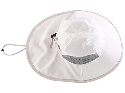 Connectyle Kids Sun Hat Adjustable Fishing Hat for Boys Grils Breathable UPF 50+ Protection Outdoor Beach Hat with Neck Flap - color: White