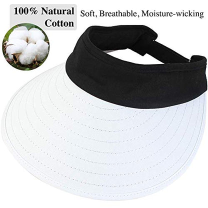 2PCS Wide Brim Sun Visor Hat Women Large UV Protective Golf Beach Cap, Korea Design - color: 1black+1mixed