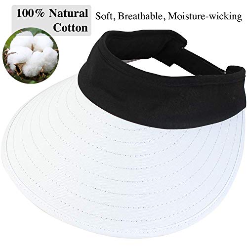 2PCS Wide Brim Sun Visor Hat Women Large UV Protective Golf Beach Cap, Korea Design - color: 1black+1mixed