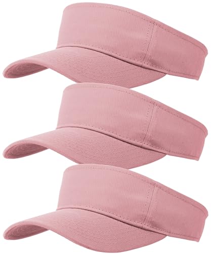 3 Pcs Sun Visor for Women Men Outdoor Sport Golf Tennis Softball, Adjustable Visors Hats - color: Light Pink