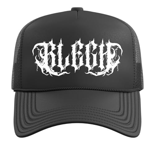 Blegh Screamo Death Metalcore Djent Music Trucker Hat with Adjustable Mesh Back - color: Black