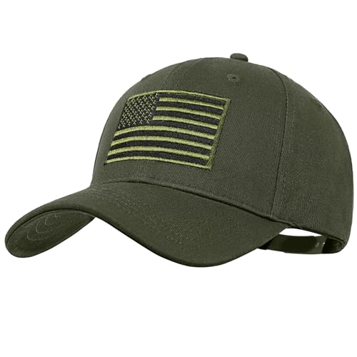 American Flag Baseball Cap for Men Women, Flag Embroidery & Adjustable Fit - color: Dark Green