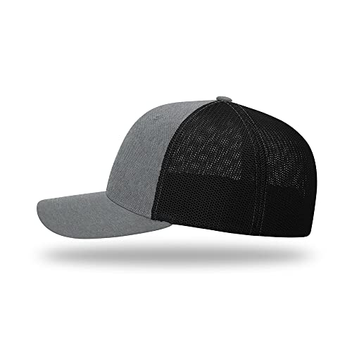 Richardson 110 Trucker R-Flex Baseball Cap| Fitted Mesh Back Hat - color: Heather/Black, size: Small-Medium
