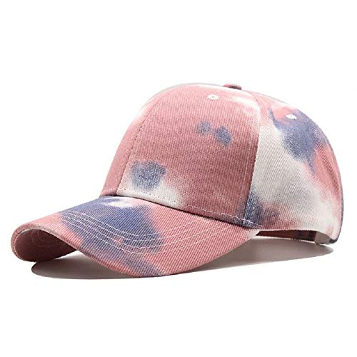 BEARUN Cotton Tie Dye Low Profile Cap Hiphop Baseball Cap Fashion Dad Hat - color: Pink Grey