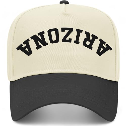 Arizona Upside Down Reversed Vintage Trucker Hat | AZ | Premium Adjustable Snapback Baseball Hat for Men & Women - color: Black/Natural