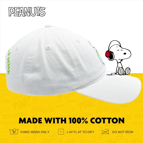 Concept One Unisex Adult Peanuts Snoopy Dad Hat, Adult Cotton Adjustable Baseball Cap with Curved Brim - color: White
