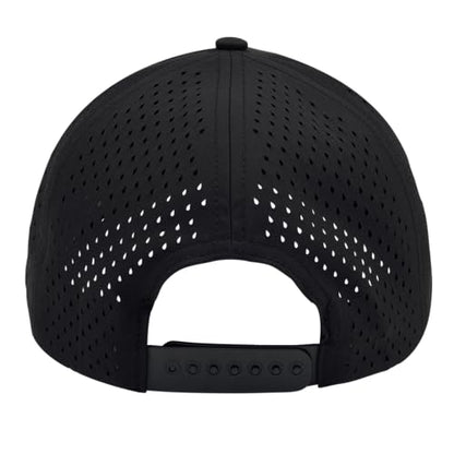 Gilbert Performance 5‑Panel Snapback Hat – Adjustable Flat Bill Cap, Breathable Mesh, Water‑Repellent Fabric, Unisex - color: Black With Rope