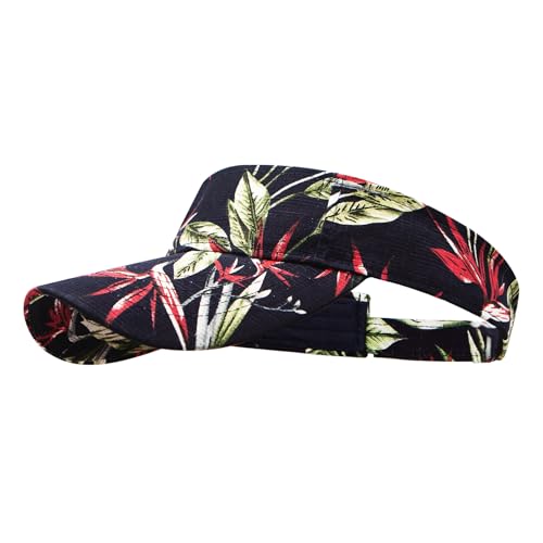 YAMEIZE Leopard Sun Visors for Women Men - Cheetah Print Running Golf Tennis Sun Hat Adjustable Ponytail Cap for Sport - color: Black