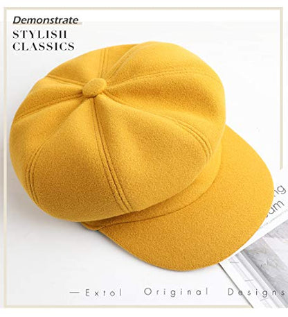 Sumolux Women Beret Newsboy Hat French Cap Classic Winter - color: Yellow