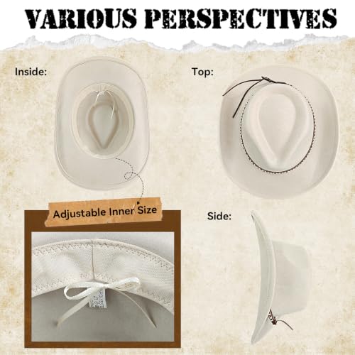 Western Cowboy Hat for Women, Shapeable Wide Brim Classic Cowgirl Hat - color: Color 4