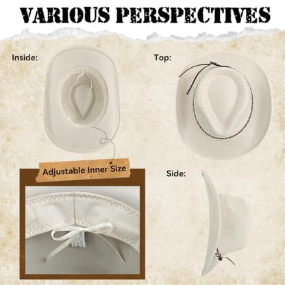 Western Cowboy Hat for Women, Shapeable Wide Brim Classic Cowgirl Hat - color: Color 4