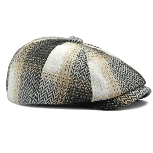Mens Classic Newsboy Flat Cap Gatsby Ivy Cabbie Hat - color: B-beige