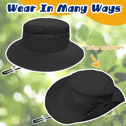 ZOORON Outdoor Kids Sun Hat UPF 50+ Quick Dry Bucket Hat for Boys Girls - color: 1pack-black