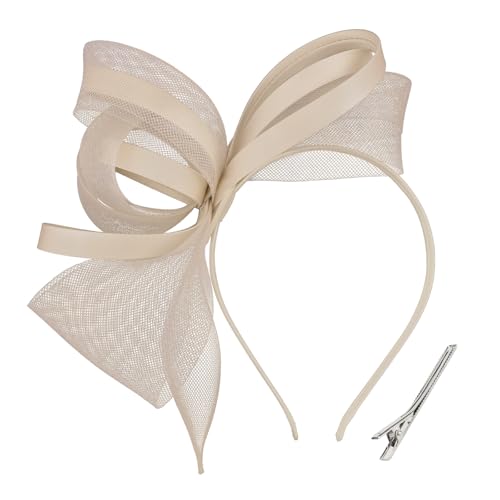 Champagne Fascinators Hats for Women, Fascinator Headband Women's Tea Party Hat Derby Hats for Cocktail, Wedding, Fancy Dress Party, 1920s Accessories for Women - color: Champagne
