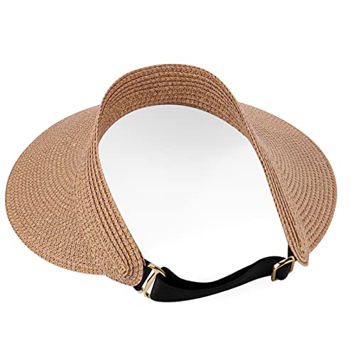 Women Summer Sun Hat Lady's Portable Beach Visor Bowknot Straw Hat - color: Khaki6