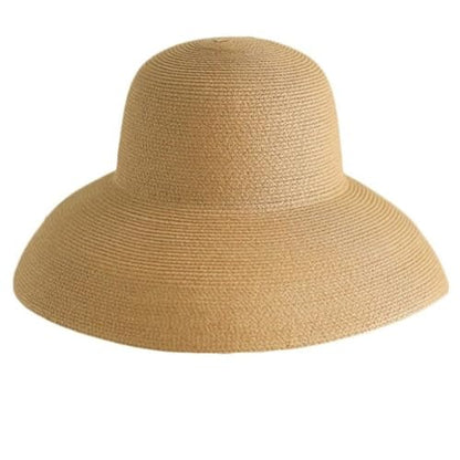 Women's Floppy Wide Brim Summer Beach Straw Hat UPF 50+ Sun Hat - color: Khaki