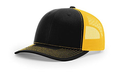 Richardson 112 Classic Six-Panel Adjustable Snapback Trucker Cap - color: Black/Gold
