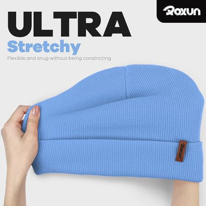 ROXUN Beanie for Men/Women Winter Hat Soft Warm Unisex Skull Stocking Cap - color: Sky Blue