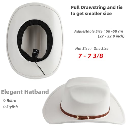 Pro Celia Cowboy Hat for Women and Men Wide Brim Western Cowgirl Hat - color: Ivory