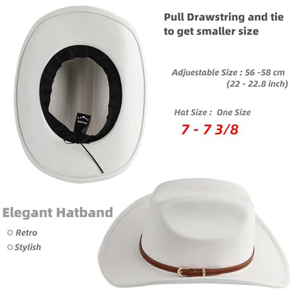 Pro Celia Cowboy Hat for Women and Men Wide Brim Western Cowgirl Hat - color: Ivory