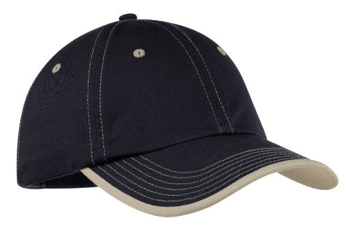 TOP HEADWEAR Vintage Washed Contrast Stitch Cap - color: Navy/Light Sand