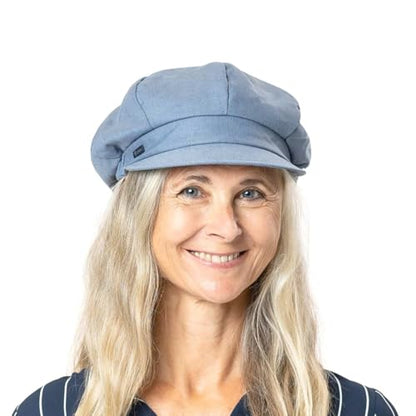 Lipodo Classic Baker Boy Cap Made in Italy Linen Cotton Ladies Elastic Band Spring Summer - color: Rose