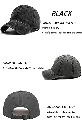 Mommy Jennie Unisex Vintage Washed Distressed Baseball-Cap Twill Adjustable Dad-Hat - color: A01-black