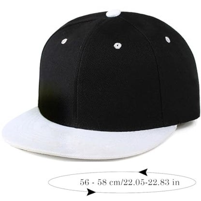 Snapback Hat Flat Bill Visor Hats Adjustable Hip Hop Baseball Cap for Women Men - color: Black White