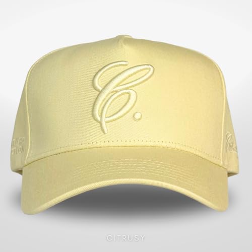 Vintage Fashion Trucker Hat | Men & Women | Trendy Cute Retro Red Caps for Country & Western | Camo Fur Cotton | Snapback - color: Signature C. | Butter Yellow