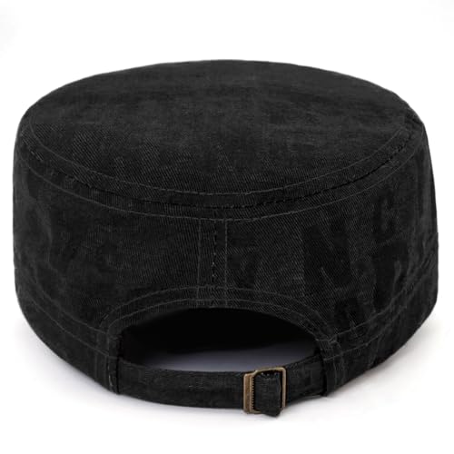 Cadet Hat Flat Top Hats Army Military Caps for Men Women - color: Black C