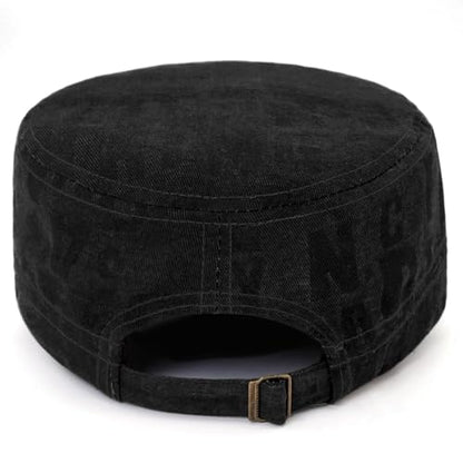 Cadet Hat Flat Top Hats Army Military Caps for Men Women - color: Black C