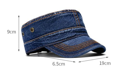 Military Hats Army Caps Cadet Caps Washed Cotton Flat Top Hats Newsboy Hats Adjustable Veteran Caps for Men Women 2025 - color: Dark Blue