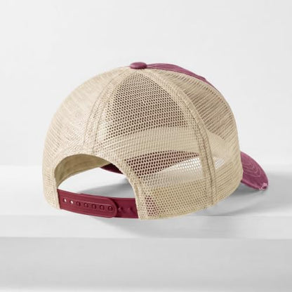 CHOK.LIDS Washed Trucker Hat Unstructured Distressed Pigment Dyed Cap - color: (Burgundy)