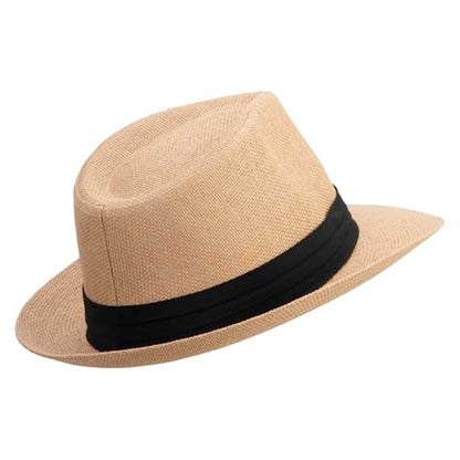 Jeanne Simmons Men's Large Brim Fedora Hat - color: Tan, size: Medium