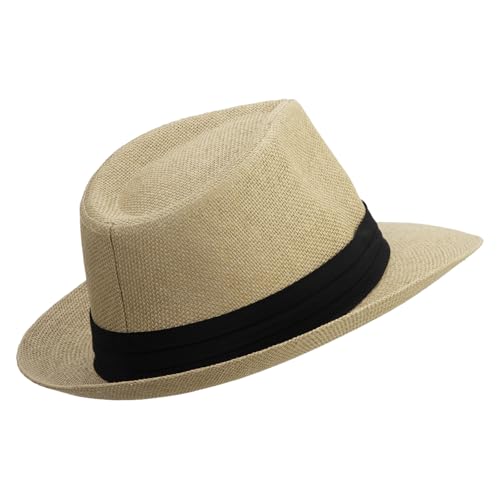 Jeanne Simmons Men's Large Brim Fedora Hat - color: Tan, size: Large
