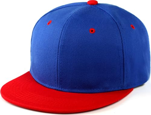 Snapback Hat Flat Bill Visor Hats Adjustable Hip Hop Baseball Cap for Women Men - color: Blue Red