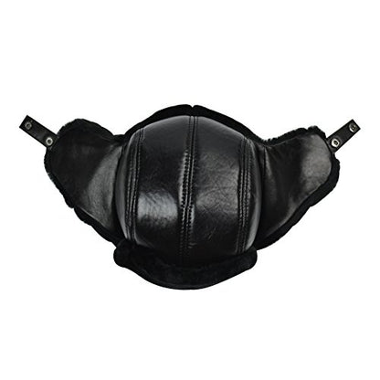 Trapper Hat Winter Hunter Ushanka Ear Flaps Sport Leather Black Hat - size: XX-Large