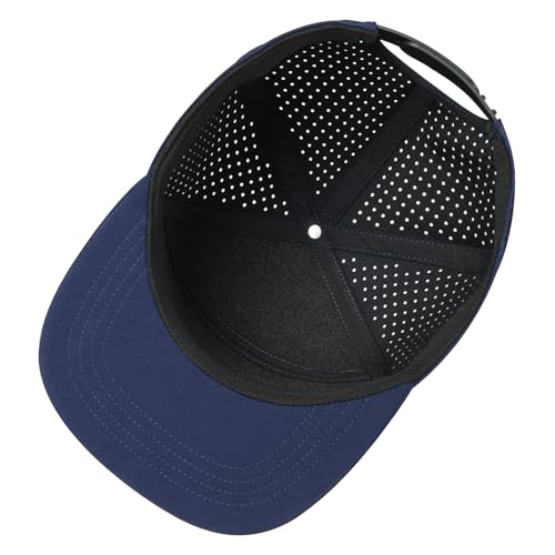 FEINION Men Laser Mesh Flat Brim Snapback Baseball Cap - color: Navy