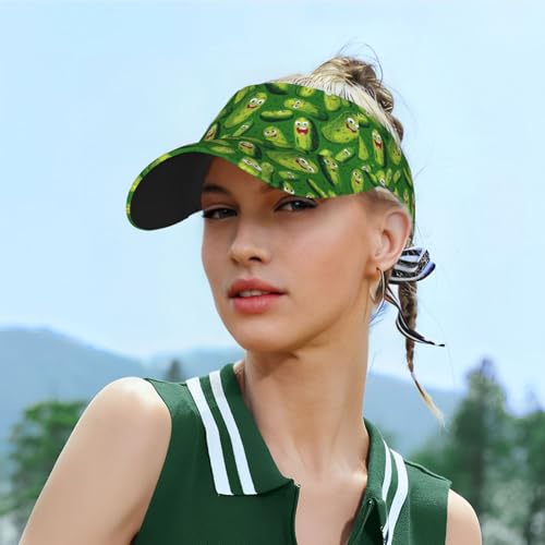 Unisex Adjustable Sports Sun Visor - color: Happy Pickle