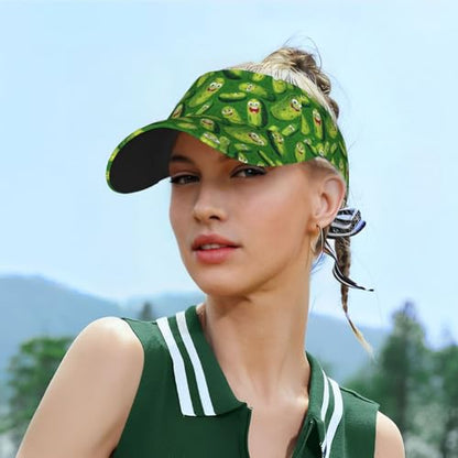 Unisex Adjustable Sports Sun Visor - color: Happy Pickle
