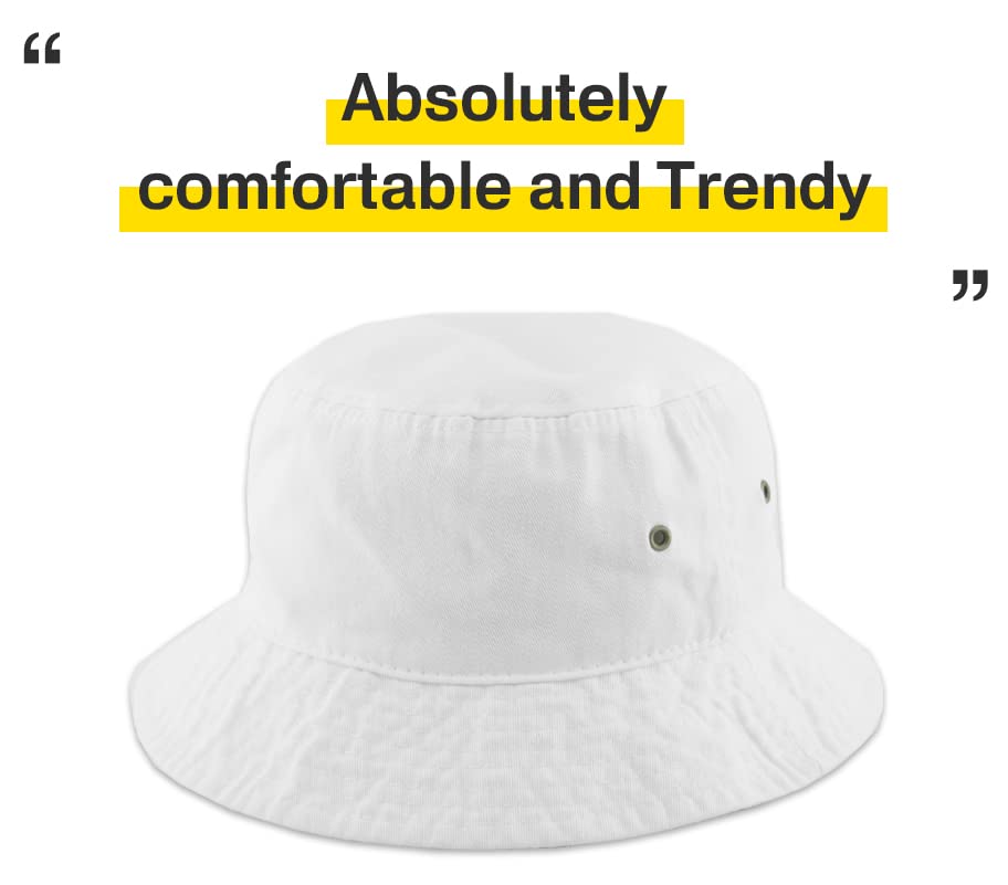 KBETHOS® 100% Cotton Washed Bucket Hat - color: 1. White, size: Large-X-Large