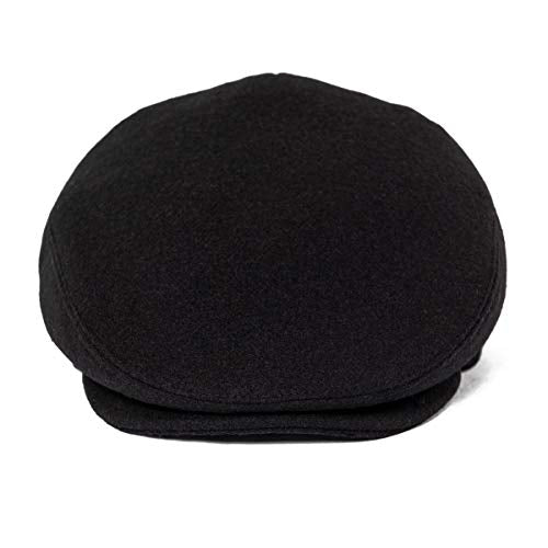 Men Wool Plaid Ivy Gatsby Newsboy Cap - color: Black, size: 7 7/8