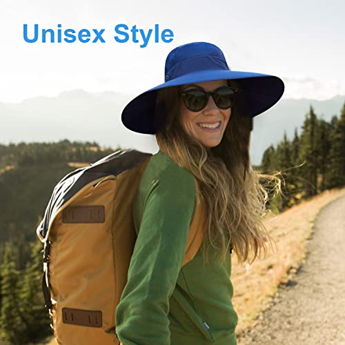 HUAMULAN Men Women 6" Wide Brim Sun Hat Summer Fishing Hats UV Protection - color: Bg9020-navy