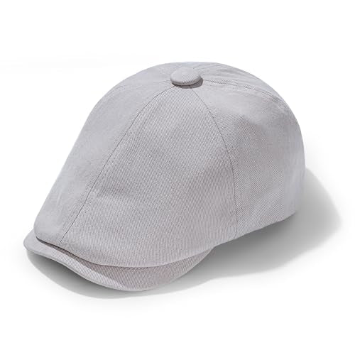 Men's Cotton Newsboy Flat Cap Adjustable Snapback Soft Fitted Hat Golf Cabbie Painter Gatsby Ivy Hat - color: Lightgrey, size: Large