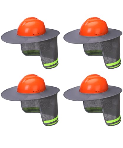 UNCO- Hard Hat Sun Shield, 4 Pack, Gray, Full & Standard Brim Mesh Sunshade High Visibility Reflective, Hard Hat Accessories - color: Grey, size: 4 Pack