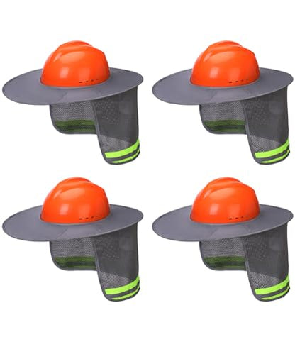 UNCO- Hard Hat Sun Shield, 4 Pack, Gray, Full & Standard Brim Mesh Sunshade High Visibility Reflective, Hard Hat Accessories - color: Grey, size: 4 Pack