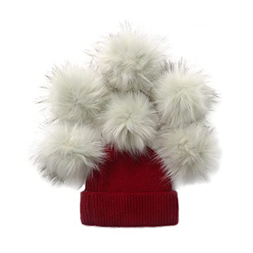 Furryvalley Faux Fur Pompom 6pcs DIY Crafts Fluffy Balls for Hat Shoes Scarves with Snap Fastener Removable Knitting Hat Horse Riding Hat Silk Accessories 6 Inch Extra Large (Color 3#) - color: Color 3#