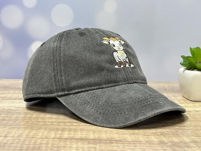 Adjustable Embroidery Animal Baseball Hat for Kid Toddler Child - color: Goat (Washed Black)